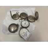 6 x antique pocket watches in silver cases, all in need of some attention est 70-100