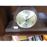 Napoleon design mantle clock, oak with an 8 day Westminster chiming movement,