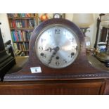 Napoleon design mantle clock, oak with an 8 day Westminster chiming movement,