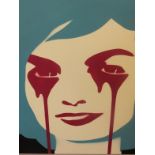 Pure Evil, JFK's Broken Hearts 2012, a commissioned acrylic and spray paint on canvas, burgundy,