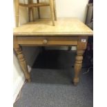 19c pine table with a single drawer to the front,