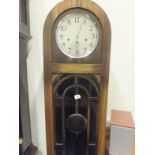 Oak cased Art Deco period inspired Longcase Clock, 5'6 tall with glass doors to the front, triple