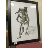 Ebony framed artist proof print of Harry Houdini the escapologist by vic Reeves signed in pencil 20"