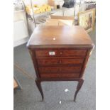 French 19c collectors chest a cluster of 4 short drawers to the top, gilt highlights throughout