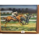 Modernist Oil painting on canvas by Marianna Duford, canvas size 12" x 16" Study of 2 thoroughbred