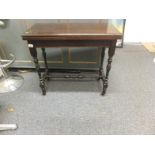 19th century mahogany card table with rectangular top on castors