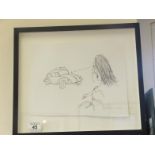 Framed Vic Reeves original pen and pencil entitled Betrayal 2006 formally exhibited at Eyestorm