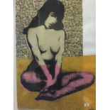 Bambi,Bettie Page, 42" tall x 31" wide, 2011, sprayed stencil on mixed paper signed with Bambi