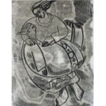 *Gill COUGHMAN (b.1960) Two monoprints ‘The Hug’; & ‘The Embrace’ Circa 2002 One signed 15.25” x