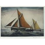 *Edward Bouverie HOYTON (1900-1988) Etching aquatint ‘Two Sloops close hauled on the Port Tack’