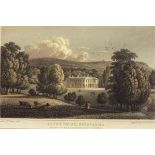 Two hand coloured 19th C. black & white engravings ‘Oxton House’ (home of Reverend John Swete); &