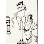 Aubrey BEARDSLEY (1872-1897) Five black & white prints Figures cavorting Unframed 11.5” x 8.5” (29.