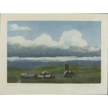 * Ian COOKE (b.1937), Linocut, 'Rain clouds over Morvah', inscribed & numbered 1/25, Signed &