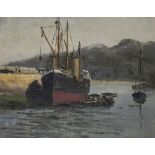 Franklin WHITE (1892-1975), (Australian School), Oil on canvas, Steamer unloading by Smeaton's