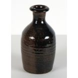 Jeremy LEACH (b.1941), A stoneware bottle form vase with tenmoku glazes, Impressed JL & JC marks,