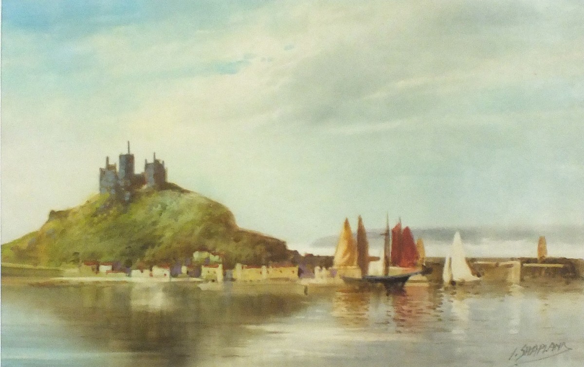 John SHAPLAND (1865-1929), Watercolour, 'St Michael's Mount Cornwall', Signed, 10" x 15.75" (25.