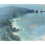 * Ken SYMONDS (1927-2010), Mixed media & pastel, 'Cliffs at Sennen', Inscribed to verso, Signed,