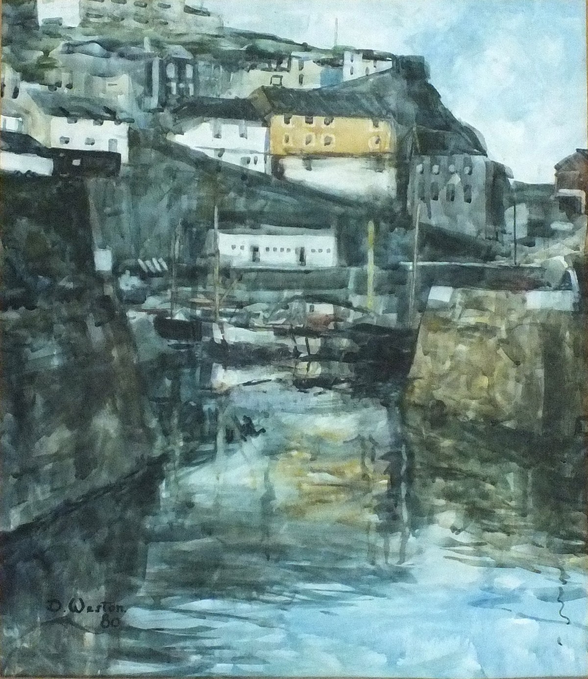 * David WESTON (b.1942), Watercolour, Mevagissey Harbour, Signed & dated (19)80, 14" x 12" (35.6cm x