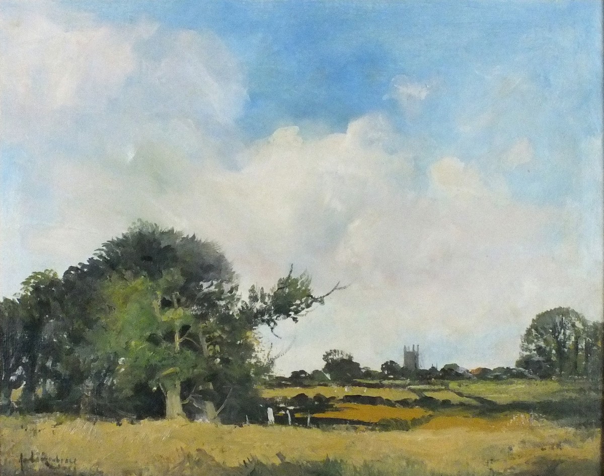 * John AMBROSE (1931-2010), Oil on canvas, 'Shropshire' landscape, Inscribed on label to verso,