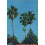 Robert JONES (b.1943), Oil on board, 'Palms Pasadena California II', Inscribed & dated 2003 to
