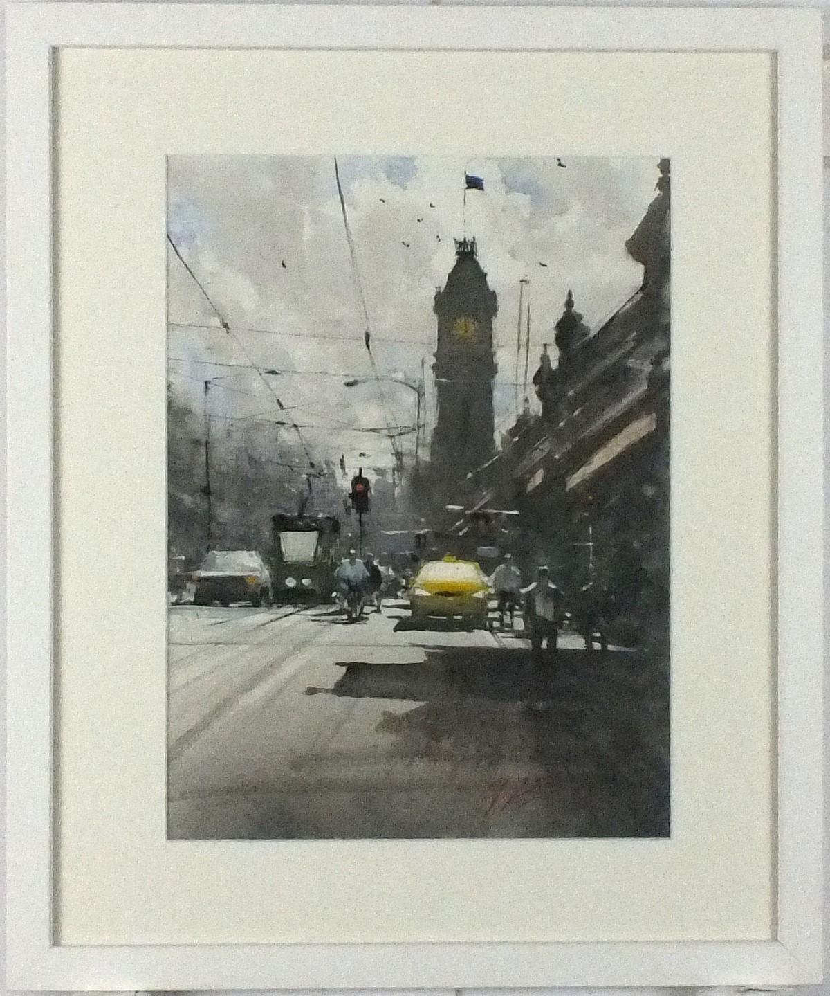 * Joseph ZBUKVIC (b.1952), Watercolour & bodycolour, Waiting at the lights - Melbourne (Australia) - Image 2 of 2