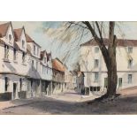 * Leslie Lancelot Hardy MOORE (1907-1997), Watercolour, Norfolk village street scene, Signed, 14.