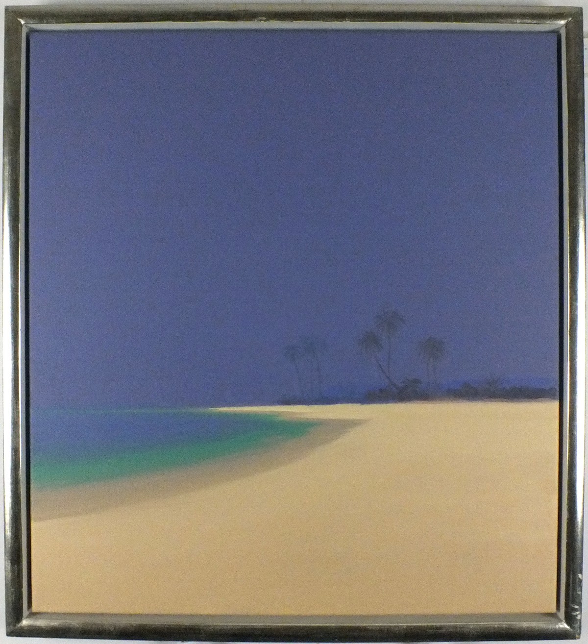 * John MILLER (1931-2002), Oil on canvas, 'Beach with palms', Signed & inscribed to verso Artist's - Image 2 of 2