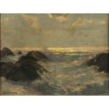 Julius OLSSON (1864-1942), Oil on canvas, 'Silver Sea' - sparkling light, Inscribed in pencil on the