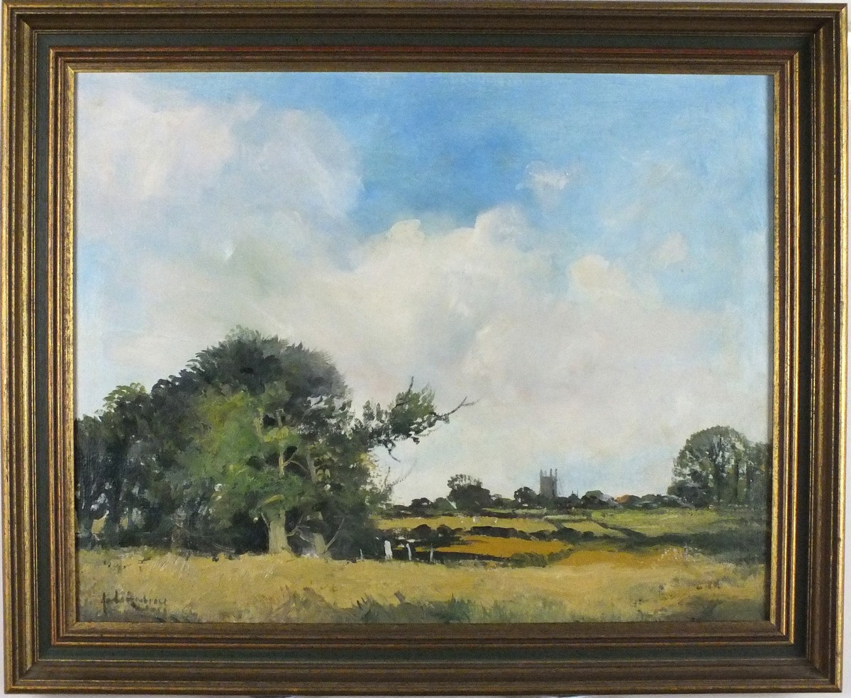 * John AMBROSE (1931-2010), Oil on canvas, 'Shropshire' landscape, Inscribed on label to verso, - Image 2 of 2