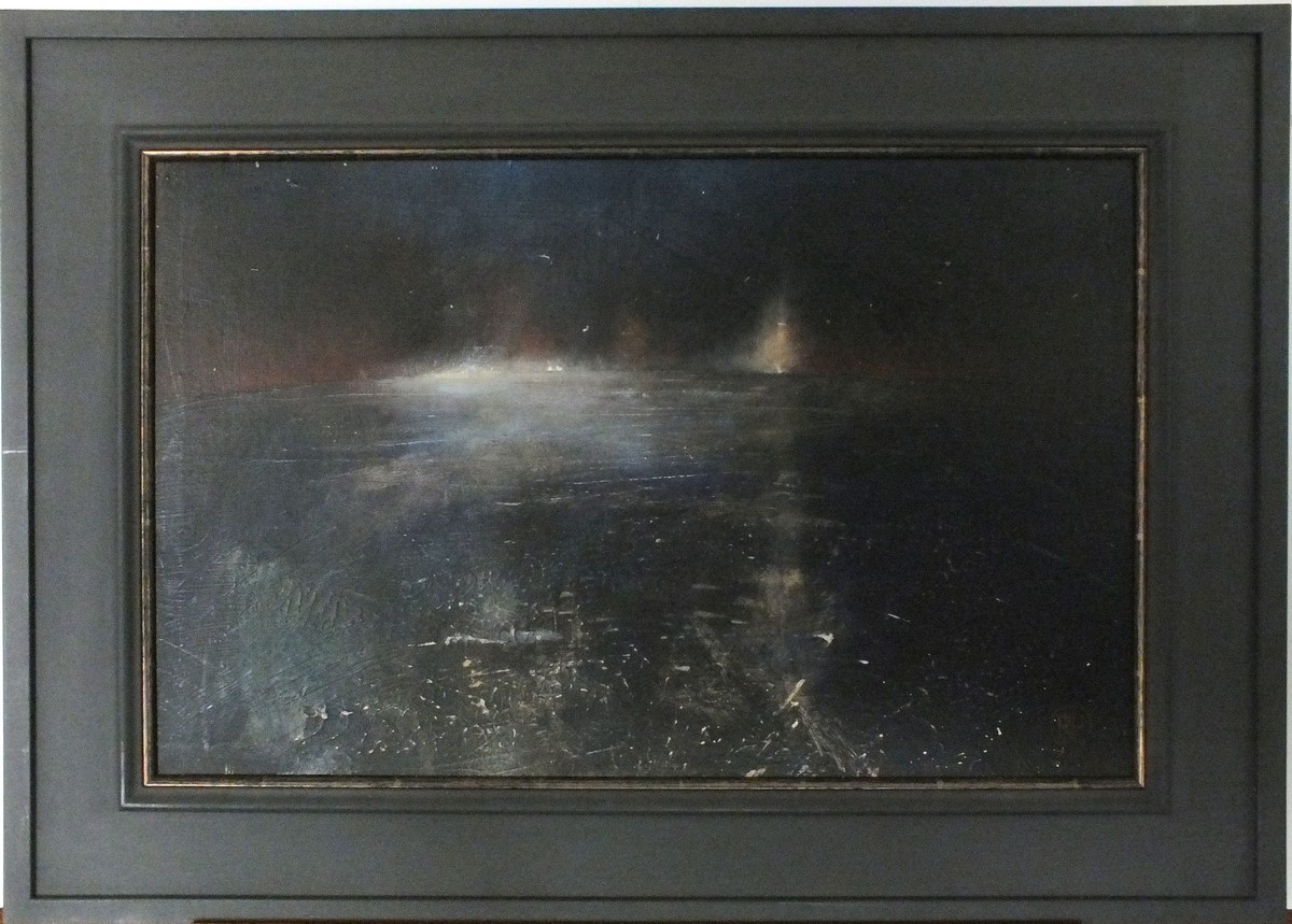Richard Lannowe HALL (b.1951), Oil on board, 'Nocturne - Looking for the Way', Inscribed to verso, - Image 2 of 2