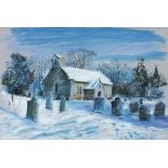 * David MOORE (b.1941), Pastel, Country church in a snowy landscape, Signed & dated (19)90, 13.75" x