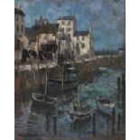 * Michael CADMAN (1920-2010), Oil on canvas board, Drying the nets Brixham Harbour, Signed & dated