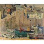 * Harold DEARDEN (1888-1962), Oil on canvas, Harbourside cottage & moored fishing boats Newlyn,