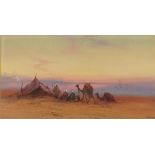 * Douglas H. PINDER (1886-1949), Watercolour with bodycolour, Desert Encampment at dusk - camels