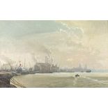 * Kenneth DENTON R.S.MA., (b.1932), Oil on canvas board, 'Greenwich Reach', Inscribed & signed to