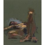 * Eric WARD (b.1945), Mixed media on paper, Reclining female nude, Signed, 9.25" x 8" (28.5cm x 20.