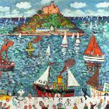 * Simeon STAFFORD (b.1956), Oil on canvas, 'PZ61' - pleasure craft & holiday makers before St