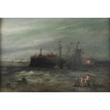 Early 19th Century English School, Oil on oak panel, 'Margate Pier', Inscribed & signed to verso