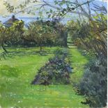 Pat ALGAR (1939-2013), Oil on board, Garden at Marazion - early spring, Signed, Unframed, 16" x