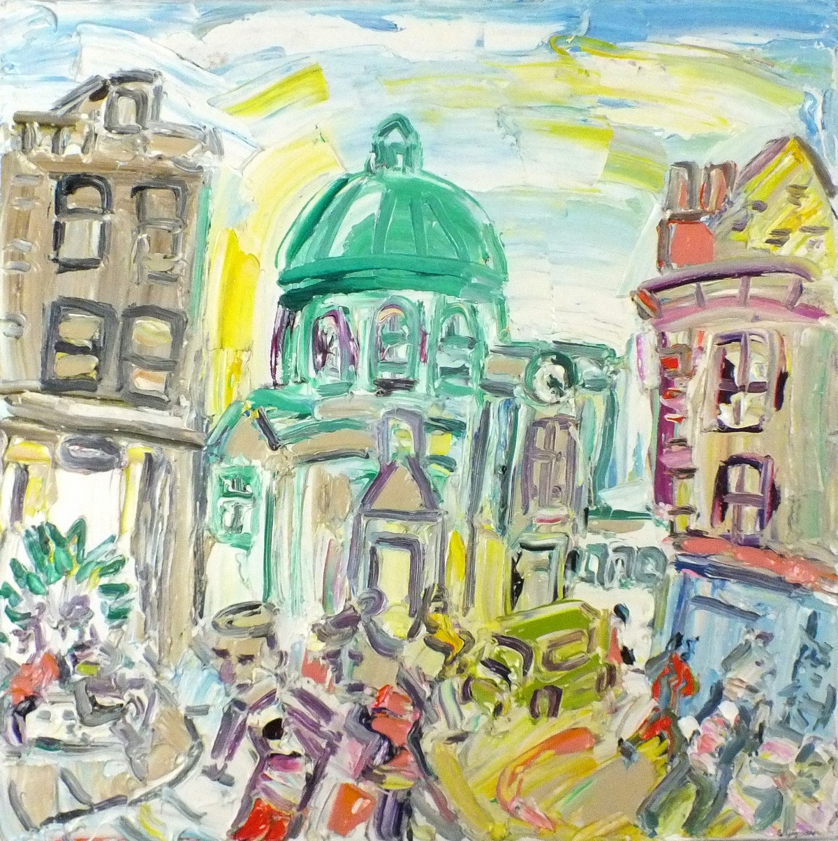 Sean HAYDEN (b.1979), Oil on canvas, Market Jew Street Penzance, Signed, Unframed, 23.75" x 23.