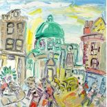 Sean HAYDEN (b.1979), Oil on canvas, Market Jew Street Penzance, Signed, Unframed, 23.75" x 23.