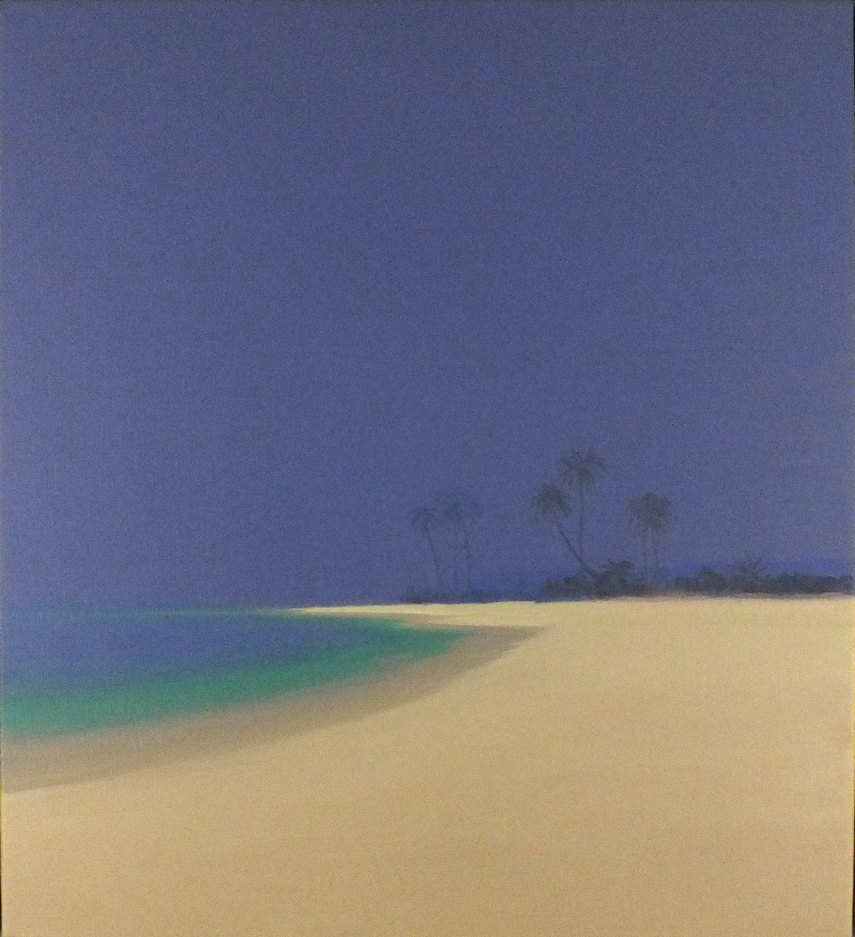 * John MILLER (1931-2002), Oil on canvas, 'Beach with palms', Signed & inscribed to verso Artist's