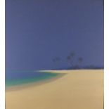 * John MILLER (1931-2002), Oil on canvas, 'Beach with palms', Signed & inscribed to verso Artist's