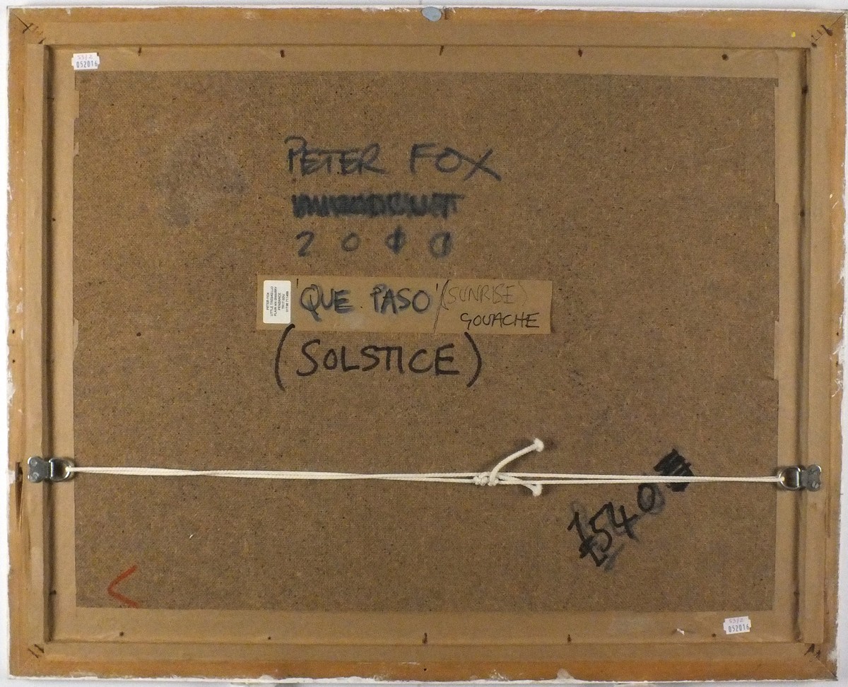 Peter FOX (b.1952), Gouache on paper, 'Solstice', Inscribed on verso & dated 2010, Signed, 20" x - Image 3 of 3