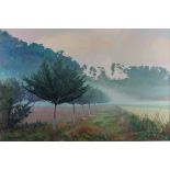 Carole PAGE-DAVIES (b.1955), Oil on canvas, 'Orchard in the Mist', Inscribed, signed & dated 2000 to