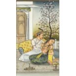 Four Mughal Love Paintings, Erotic & courtship scenes, 5.75" x 5.25" (14.6cm x 13.3cm (largest)