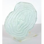 Lydia SPURRIER-DAWES (b.1961), Glass Sculpture on glass base 'Pool', 10" high (25.4cm)