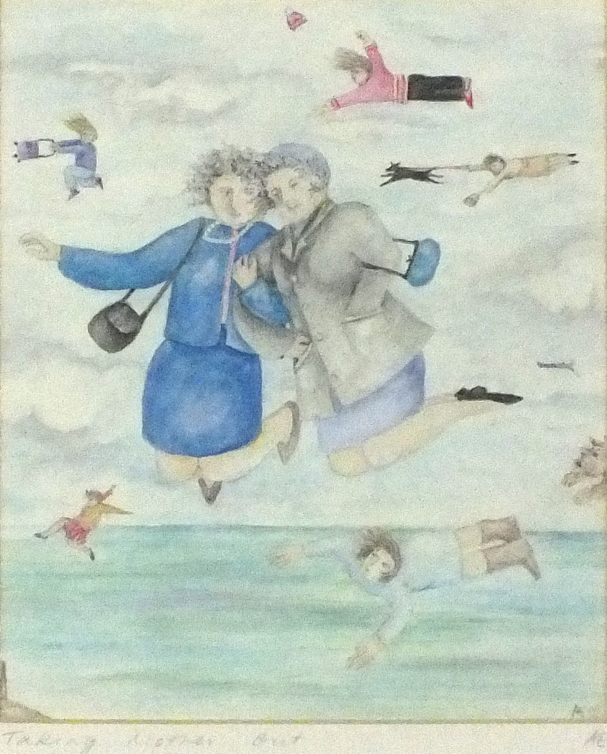 * Alison ENGLEFIELD, Watercolour, 'Taking mother out', Inscribed, Signed with initials & dated (20)