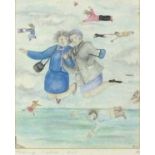 * Alison ENGLEFIELD, Watercolour, 'Taking mother out', Inscribed, Signed with initials & dated (20)