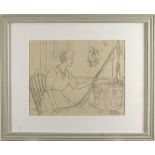 Ralph TODD (1856-1932), Four Pencil drawings, woman mending nets; Woman collecting flowers; Women